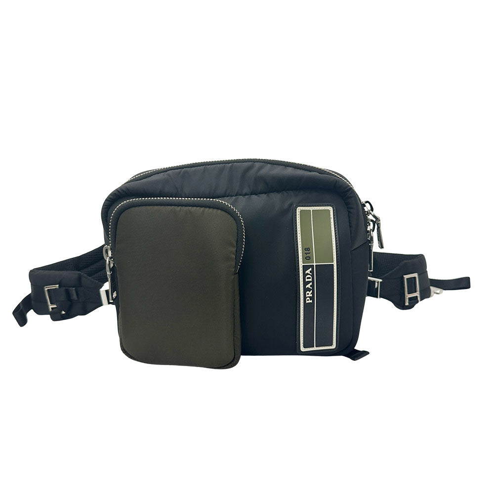 PRADA プラダ リュック ブラック カーキ ナイロン レディース メンズ 【中古】