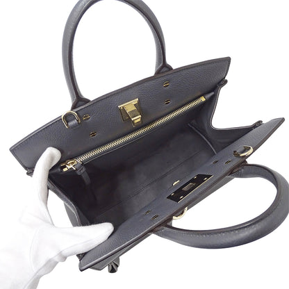 Ferragamo フェラガモ ステューディオバッグ 2wayバッグ グレー レザー レディース 【中古】