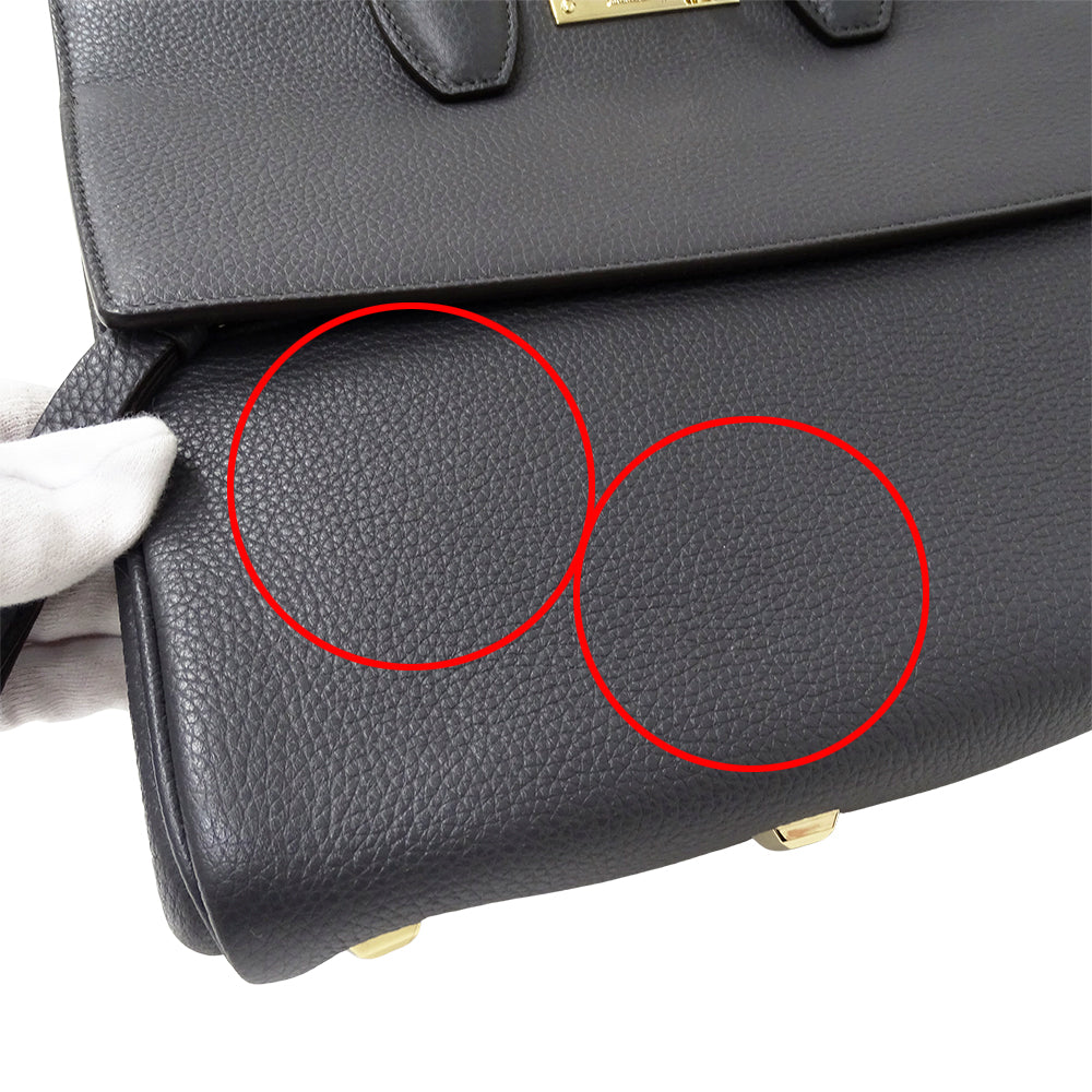Ferragamo フェラガモ ステューディオバッグ 2wayバッグ グレー レザー レディース 【中古】