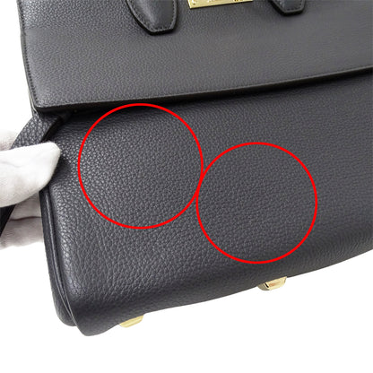 Ferragamo フェラガモ ステューディオバッグ 2wayバッグ グレー レザー レディース 【中古】