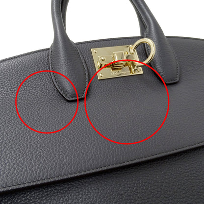 Ferragamo フェラガモ ステューディオバッグ 2wayバッグ グレー レザー レディース 【中古】