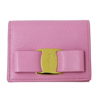 Ferragamo フェラガモ 二つ折り財布 ヴァラリボン ピンク レザー レディース 【中古】