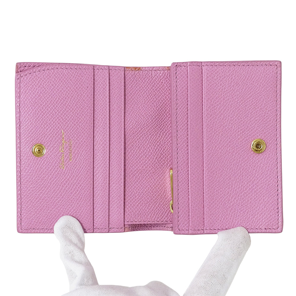 Ferragamo フェラガモ 二つ折り財布 ヴァラリボン ピンク レザー レディース 【中古】