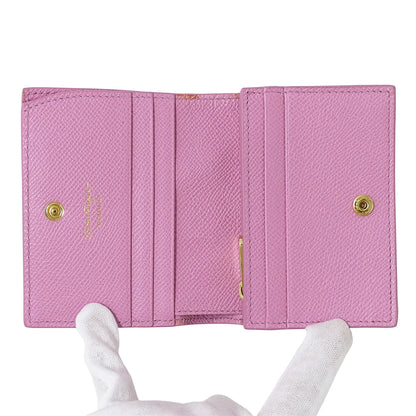 Ferragamo フェラガモ 二つ折り財布 ヴァラリボン ピンク レザー レディース 【中古】