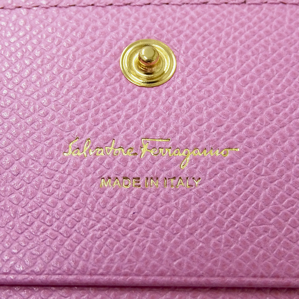 Ferragamo フェラガモ 二つ折り財布 ヴァラリボン ピンク レザー レディース 【中古】
