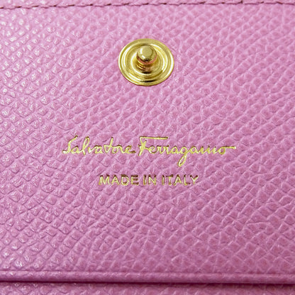Ferragamo フェラガモ 二つ折り財布 ヴァラリボン ピンク レザー レディース 【中古】