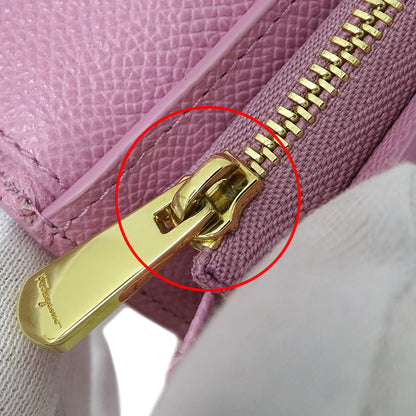 Ferragamo フェラガモ 二つ折り財布 ヴァラリボン ピンク レザー レディース 【中古】
