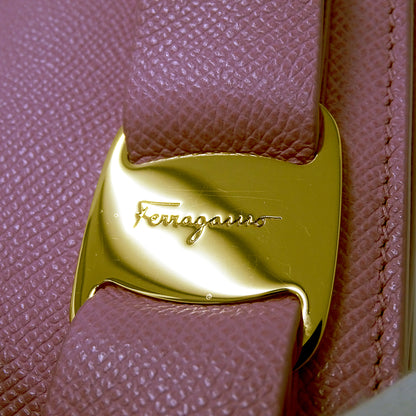 Ferragamo フェラガモ 二つ折り財布 ヴァラリボン ピンク レザー レディース 【中古】