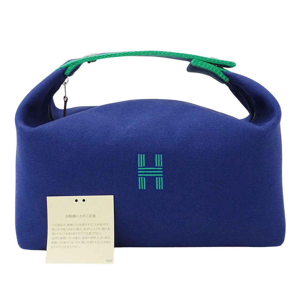 HERMES エルメス ブリッド・ア・ブラックGM ハンドバッグ マリン H104223M 03 キャンバス レディース 【中古】