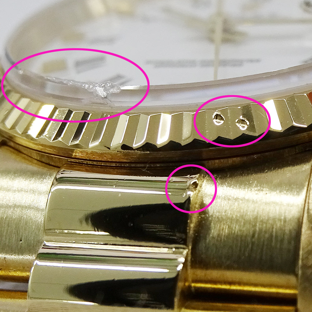 ROLEX ロレックス オイスターパーペチュアル デイト 15238 L番 メンズ 腕時計 自動巻き AT 750YG 18K 金無垢 ゴールド ホワイト OH・ 磨き済み 【中古】
