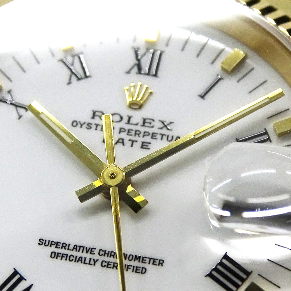ROLEX ロレックス オイスターパーペチュアル デイト 15238 L番 メンズ 腕時計 自動巻き AT 750YG 18K 金無垢 ゴールド ホワイト OH・ 磨き済み 【中古】