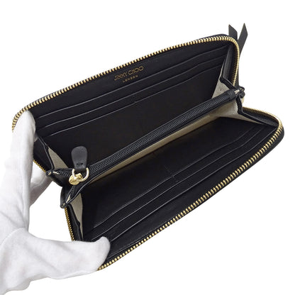 JIMMY CHOO ジミーチュウ フィリパ 長財布 ブラック レザー レディース 【中古】