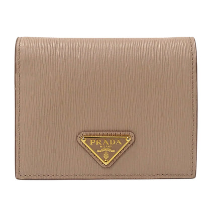 PRADA プラダ 二つ折り財布 ピンクベージュ 1MV204 レザー レディース 【中古】