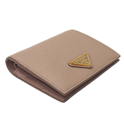 PRADA プラダ 二つ折り財布 ピンクベージュ 1MV204 レザー レディース 【中古】