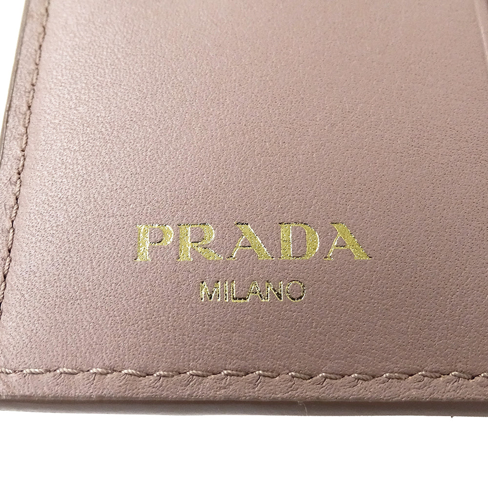 PRADA プラダ 二つ折り財布 ピンクベージュ 1MV204 レザー レディース 【中古】