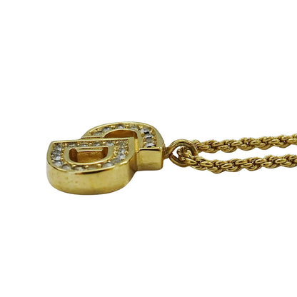 Dior ディオール ロゴ ネックレス ラインストーン ゴールド レディース 【中古】