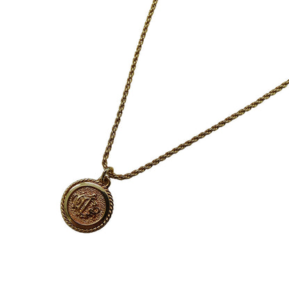 Dior ディオール ロゴ プレート ネックレス GP ゴールド レディース 【中古】
