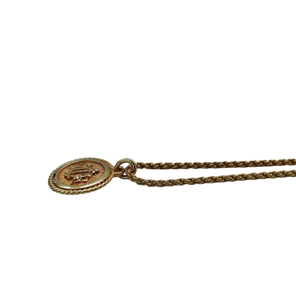 Dior ディオール ロゴ プレート ネックレス GP ゴールド レディース 【中古】