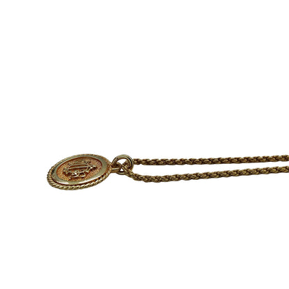 Dior ディオール ロゴ プレート ネックレス GP ゴールド レディース 【中古】