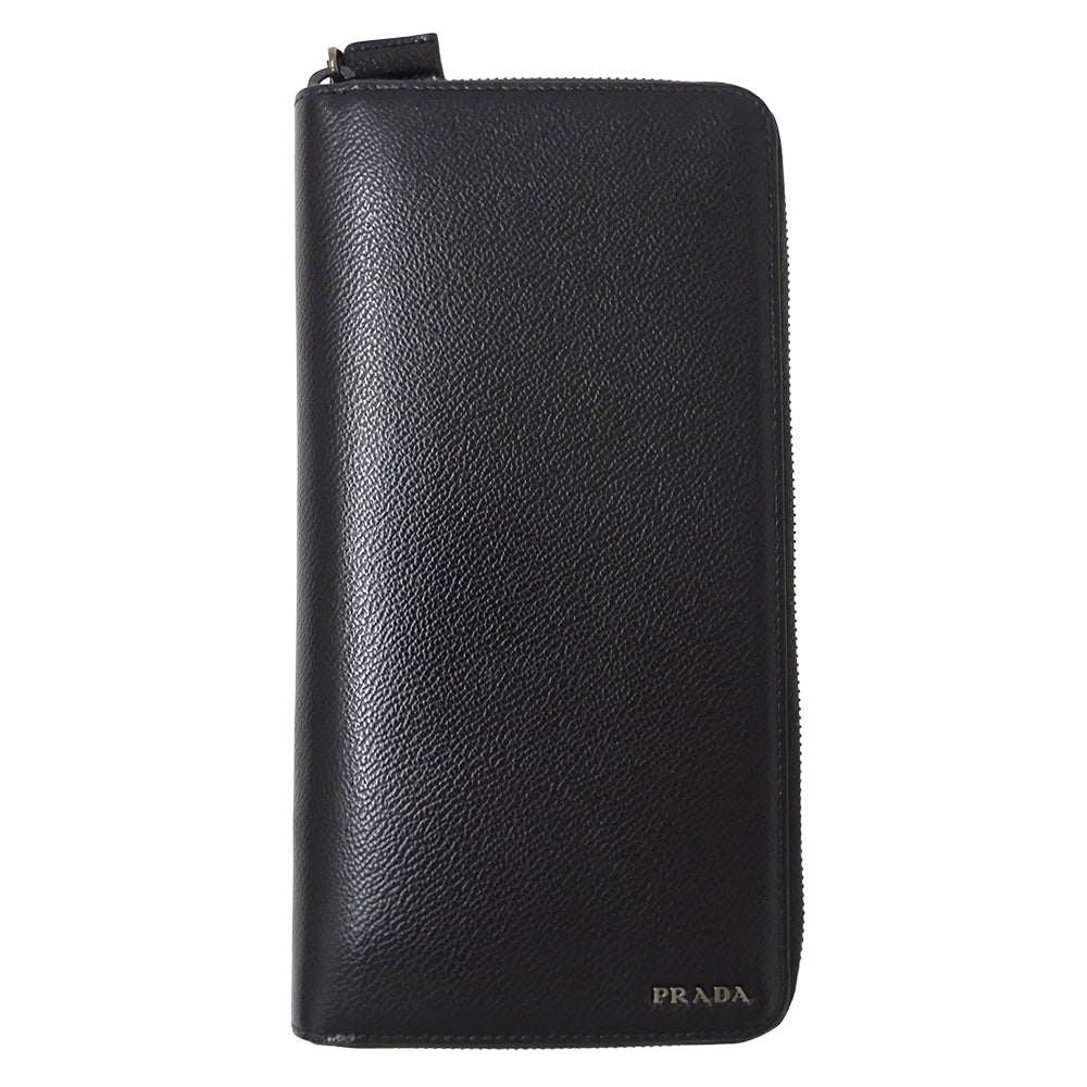 PRADA プラダ 長財布 ブラック 2ML220 レザー メンズ 【中古】