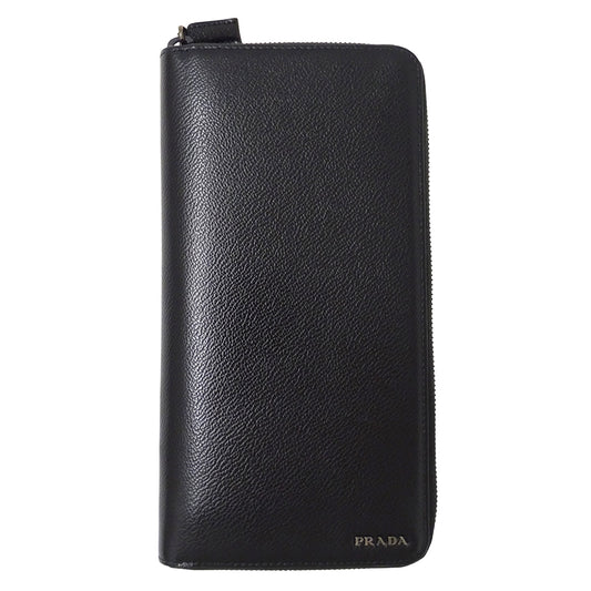 PRADA プラダ 長財布 ブラック 2ML220 レザー メンズ 【中古】