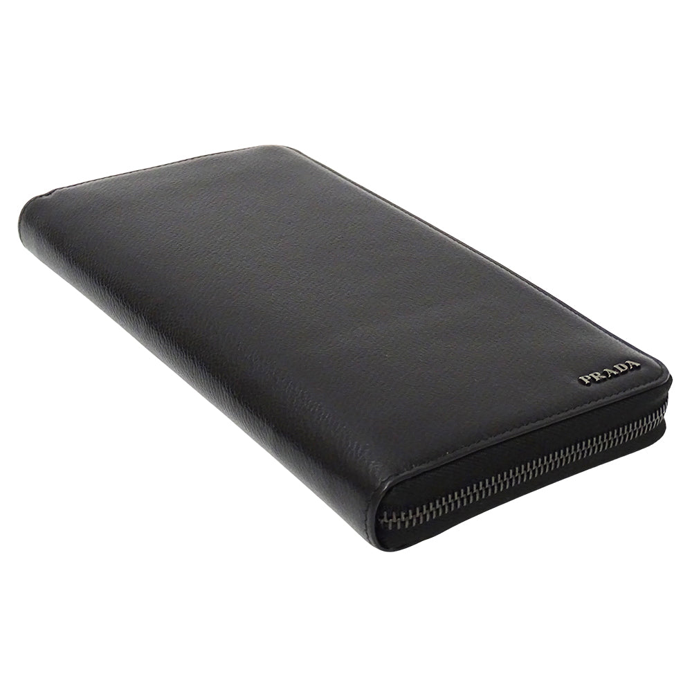 PRADA プラダ 長財布 ブラック 2ML220 レザー メンズ 【中古】