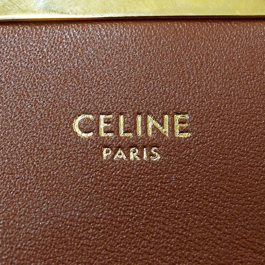 CELINE セリーヌ ティーン トリオンフバッグ ショルダーバッグ ホワイト ブラウン キャンバス レディース 【中古】