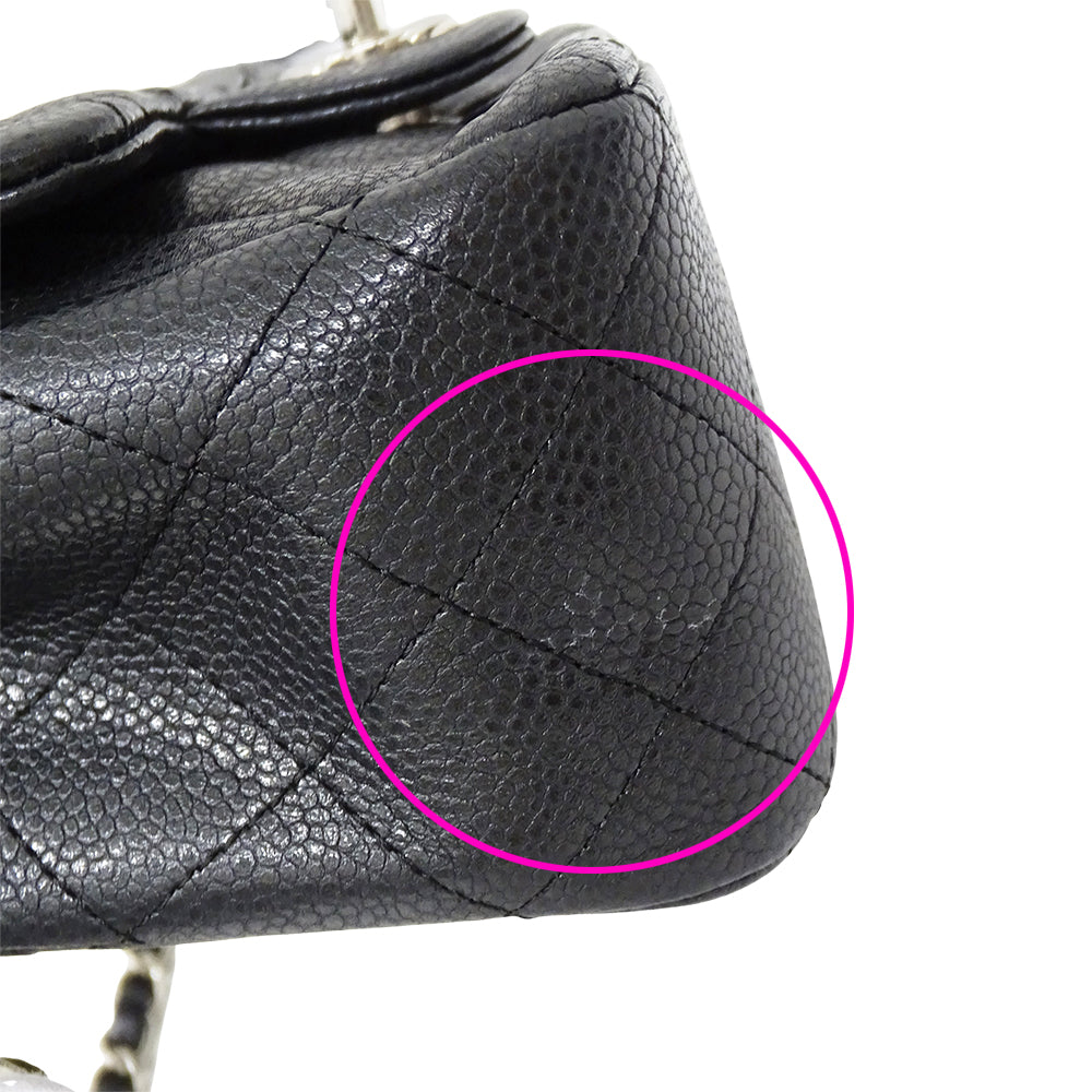 CHANEL シャネル ショルダーバッグ マトラッセ ミニ ブラック シルバー金具 キャビアスキン レディース 【中古】