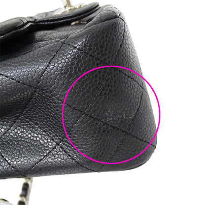 CHANEL シャネル ショルダーバッグ マトラッセ ミニ ブラック シルバー金具 キャビアスキン レディース 【中古】
