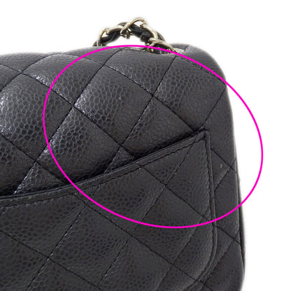 CHANEL シャネル ショルダーバッグ マトラッセ ミニ ブラック シルバー金具 キャビアスキン レディース 【中古】