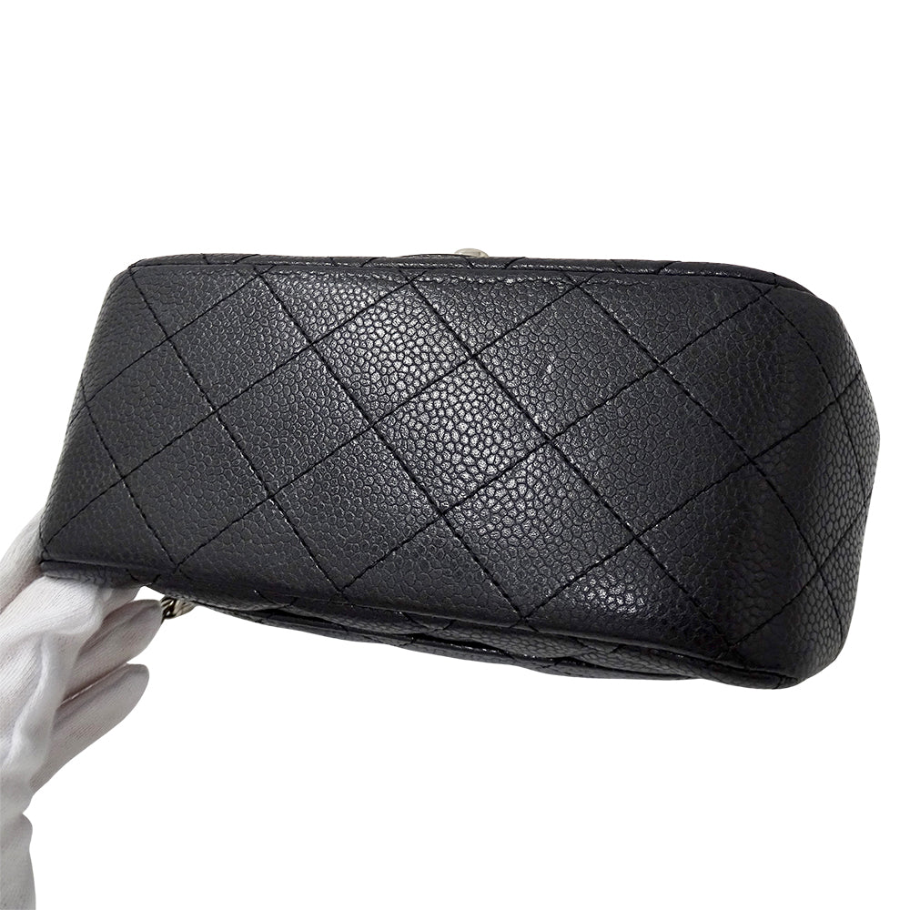 CHANEL シャネル ショルダーバッグ マトラッセ ミニ ブラック シルバー金具 キャビアスキン レディース 【中古】