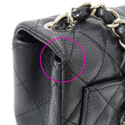 CHANEL シャネル ショルダーバッグ マトラッセ ミニ ブラック シルバー金具 キャビアスキン レディース 【中古】
