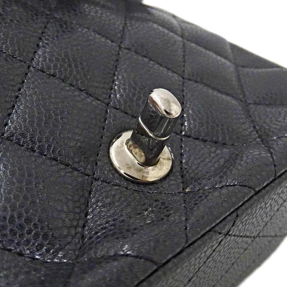 CHANEL シャネル ショルダーバッグ マトラッセ ミニ ブラック シルバー金具 キャビアスキン レディース 【中古】