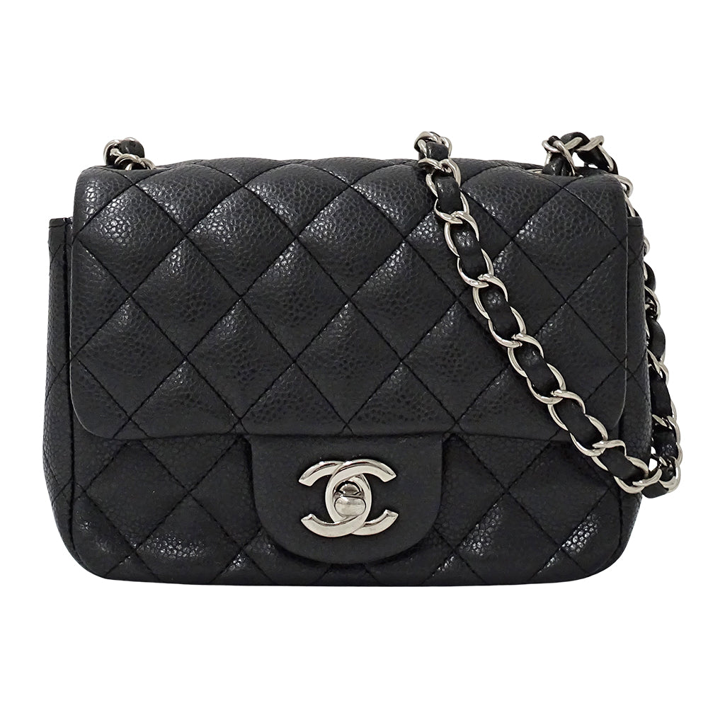 CHANEL シャネル ショルダーバッグ マトラッセ ミニ ブラック シルバー金具 キャビアスキン レディース 【中古】