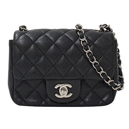 CHANEL シャネル ショルダーバッグ マトラッセ ミニ ブラック シルバー金具 キャビアスキン レディース 【中古】
