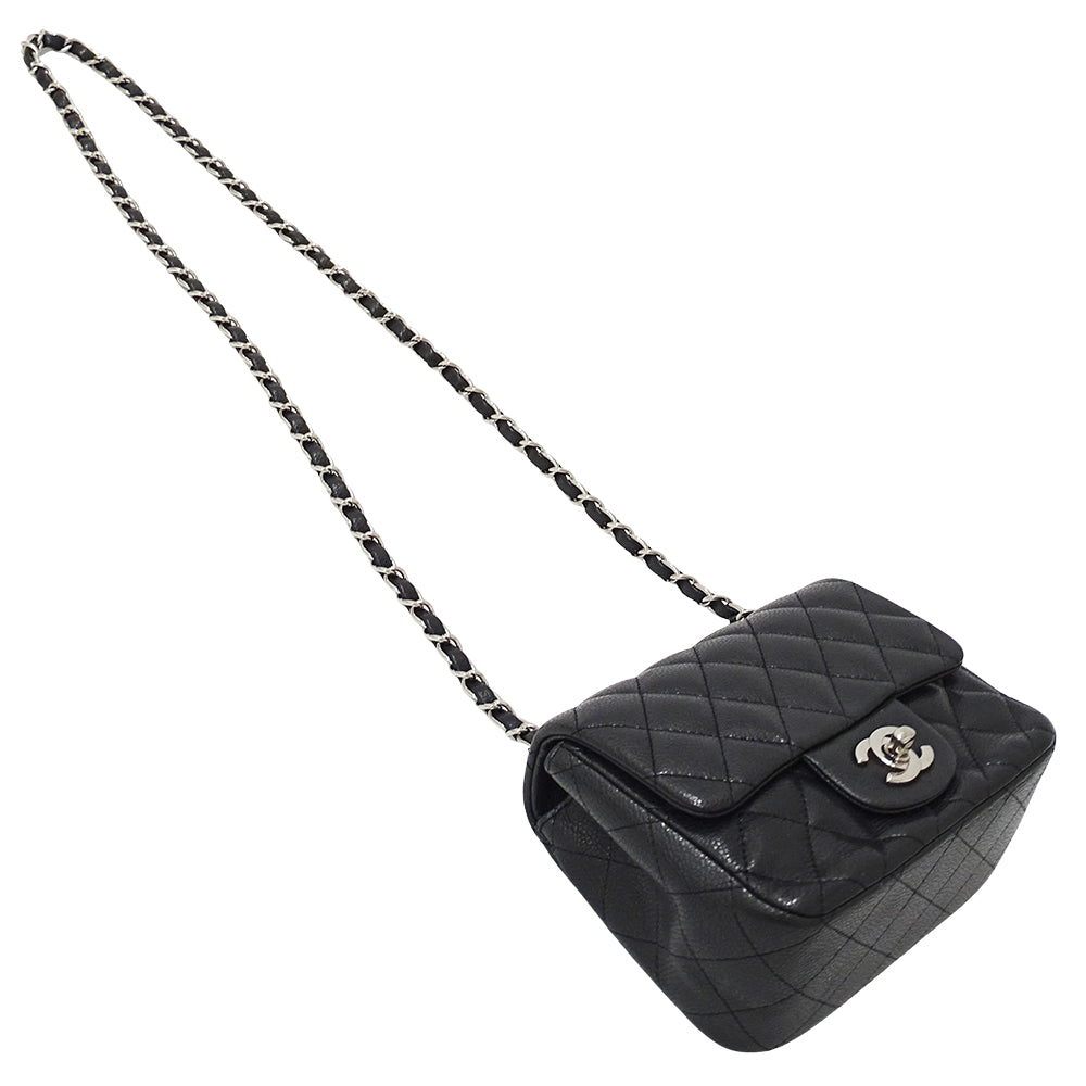 CHANEL シャネル ショルダーバッグ マトラッセ ミニ ブラック シルバー金具 キャビアスキン レディース 【中古】