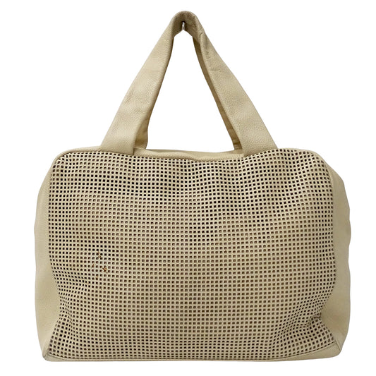 CHANEL シャネル ハンドバッグ ベージュ シルバー金具 レザー レディース 【中古】