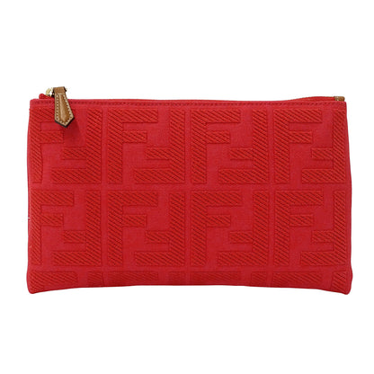 FENDI フェンディ ポーチ ズッカ レッド 8N0148 キャンバス レディース 【中古】