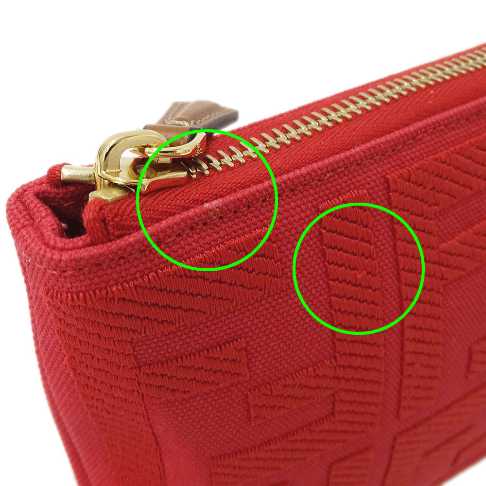 FENDI フェンディ ポーチ ズッカ レッド 8N0148 キャンバス レディース 【中古】