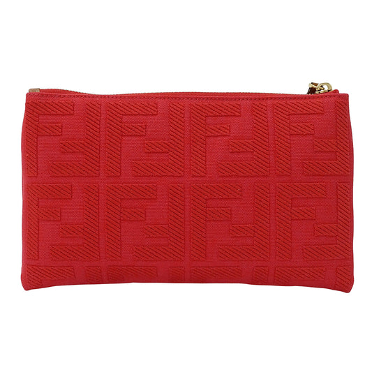 FENDI フェンディ ポーチ ズッカ レッド 8N0148 キャンバス レディース 【中古】