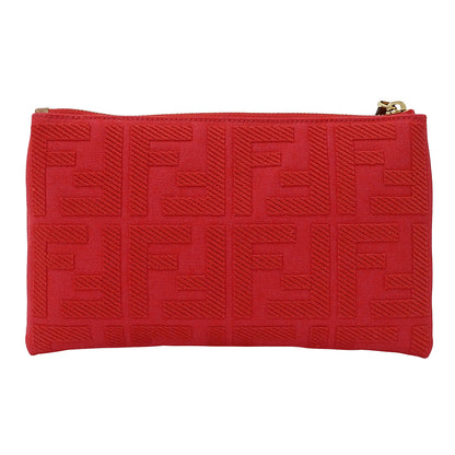 FENDI フェンディ ポーチ ズッカ レッド 8N0148 キャンバス レディース 【中古】