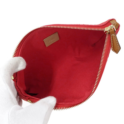 FENDI フェンディ ポーチ ズッカ レッド 8N0148 キャンバス レディース 【中古】