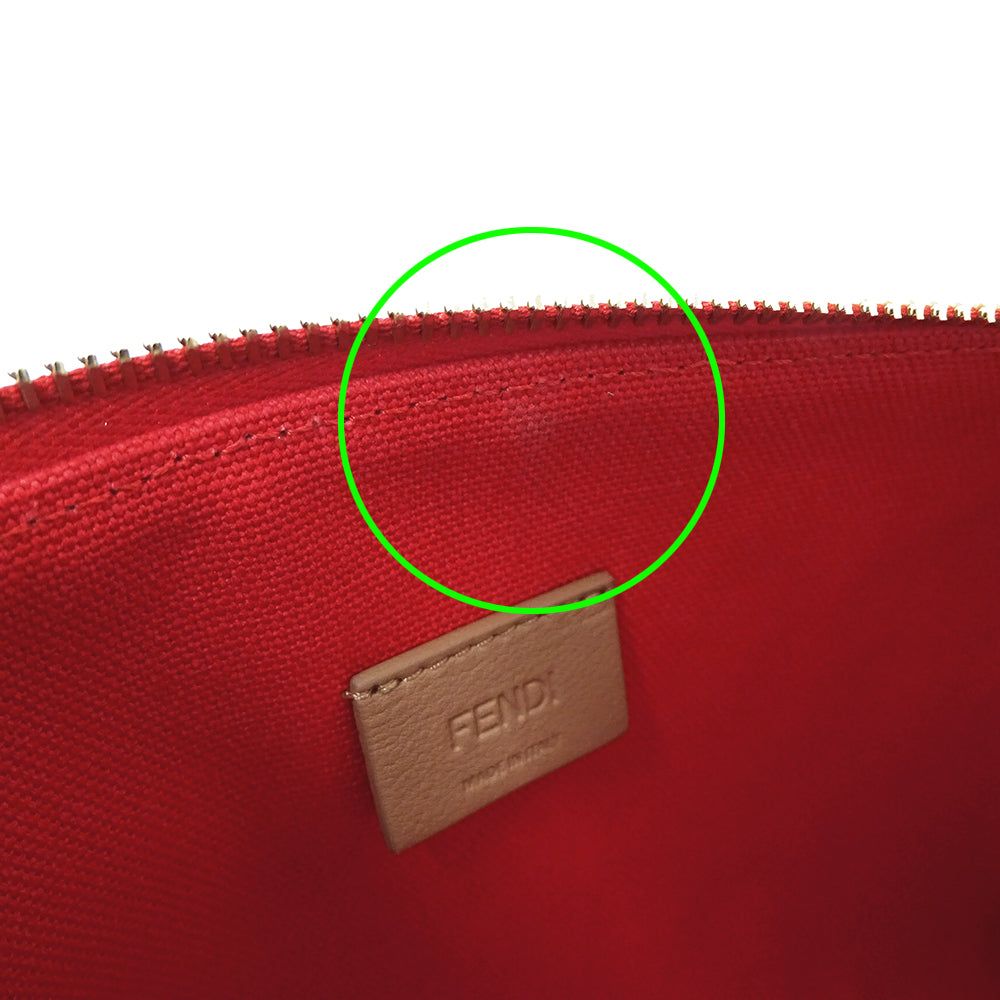 FENDI フェンディ ポーチ ズッカ レッド 8N0148 キャンバス レディース 【中古】