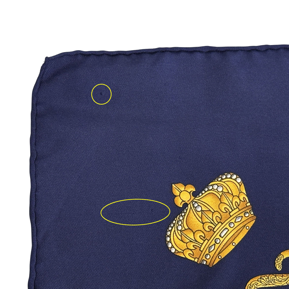 HERMES エルメス カレ90 LES TAMBOURS タンブールの太鼓 スカーフ ネイビー マルチカラー シルク レディース 【中古】