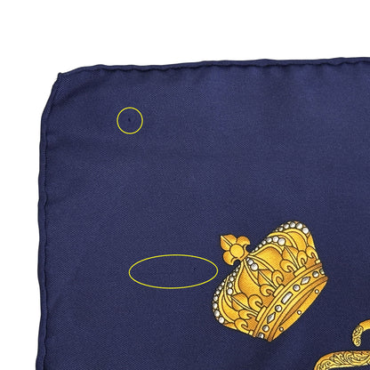 HERMES エルメス カレ90 LES TAMBOURS タンブールの太鼓 スカーフ ネイビー マルチカラー シルク レディース 【中古】