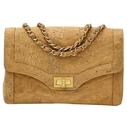 CHANEL シャネル ショルダーバッグ 2.55 シェブロン ベージュ ゴールド金具 コルク レザー レディース 希少 レア 【中古】