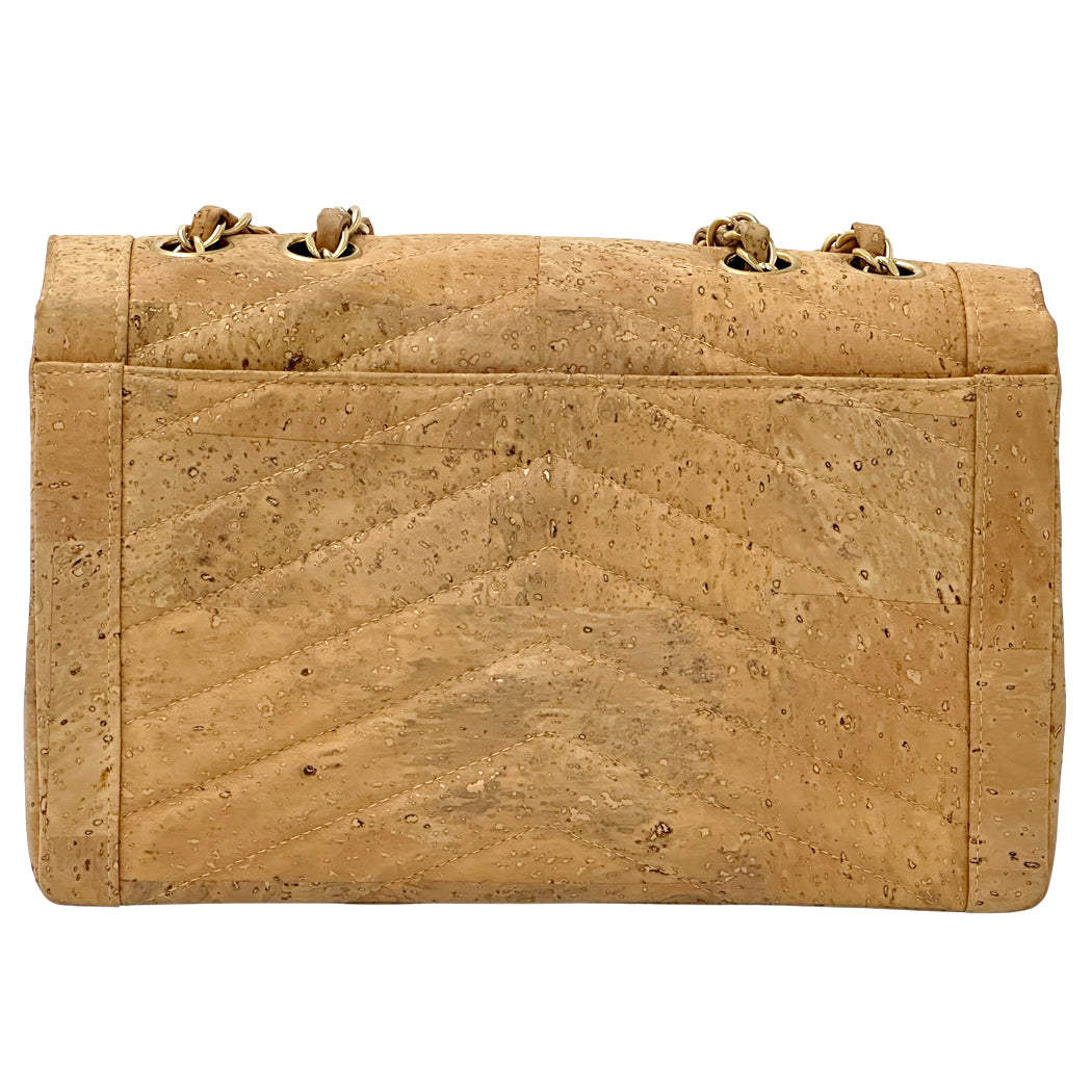 CHANEL シャネル ショルダーバッグ 2.55 シェブロン ベージュ ゴールド金具 コルク レザー レディース 希少 レア 【中古】