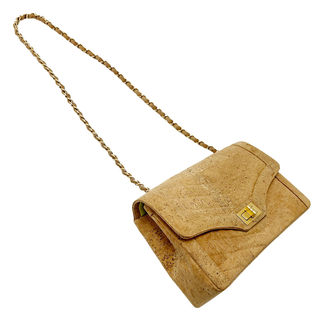 CHANEL シャネル ショルダーバッグ 2.55 シェブロン ベージュ ゴールド金具 コルク レザー レディース 希少 レア 【中古】