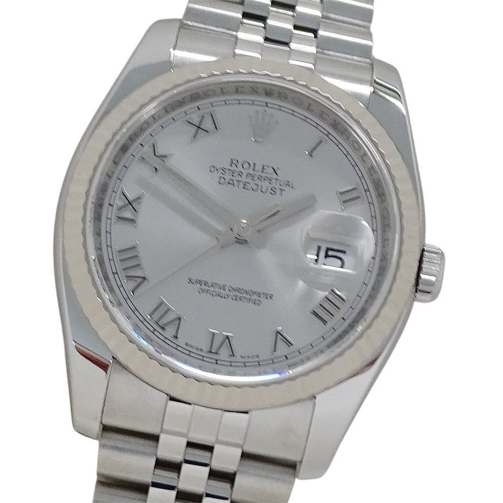 ROLEX ロレックス デイトジャスト 116234 M番 メンズ 腕時計 自動巻き AT ステンレス SS ホワイトゴールド WG ローマ 磨き済み 【中古】