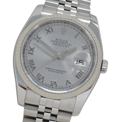 ROLEX ロレックス デイトジャスト 116234 M番 メンズ 腕時計 自動巻き AT ステンレス SS ホワイトゴールド WG ローマ 磨き済み 【中古】